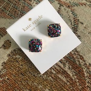 Kate Spade ♠️ multi glitter Square earrings NWT